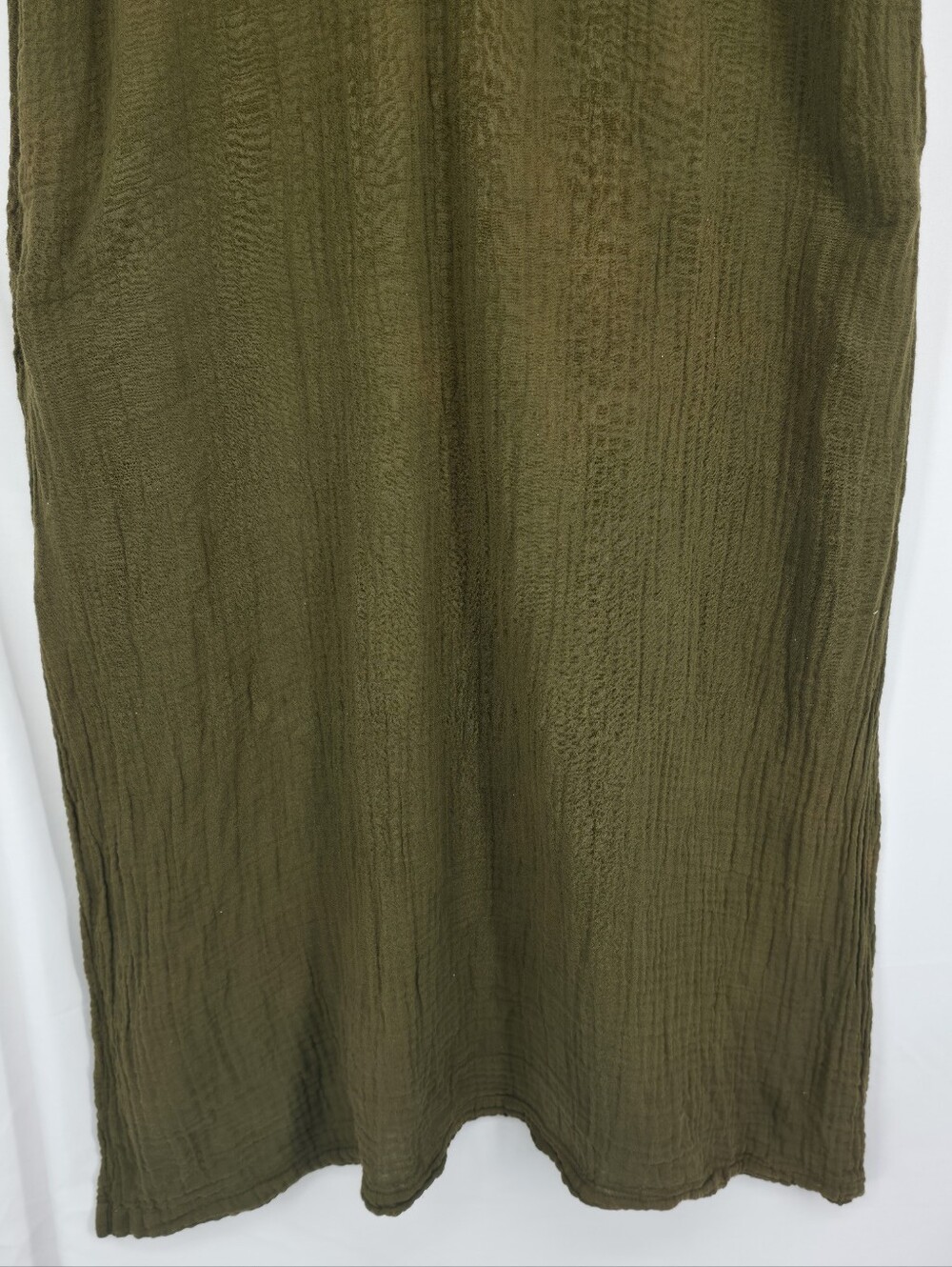Honest Cotton Tulum Olive Cotton Gauze Handmade Oversized Maxi Dress - Picture 12 of 15
